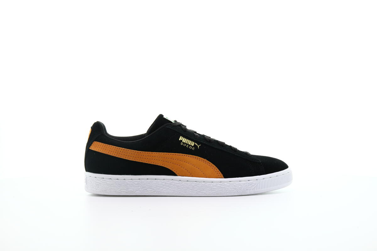 Puma suede black and hot sale orange